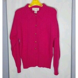 Vintage Casual Corner Bubblegum Pink Lambswool Angora Blend Polo Sweater Sz M